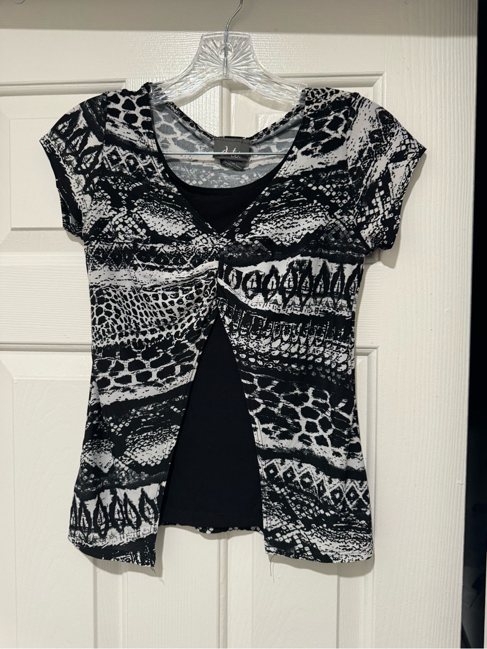 Dots Black and White Cut Out Tie Front Blouse